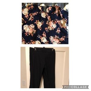 Chelsea & Theodore Floral Blouse and Iz Beyer Dress Pants Bundle